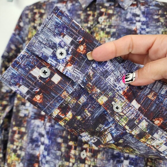 ALEX VANDO Men's Geo Printed Stretch Dress Shirt Small NWT - Picture 4 of 10